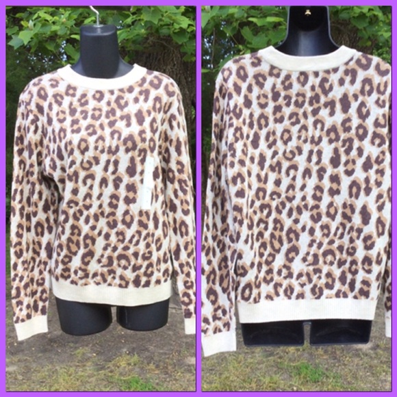 Leopard Print Sweater, sz M - Picture 5 of 5